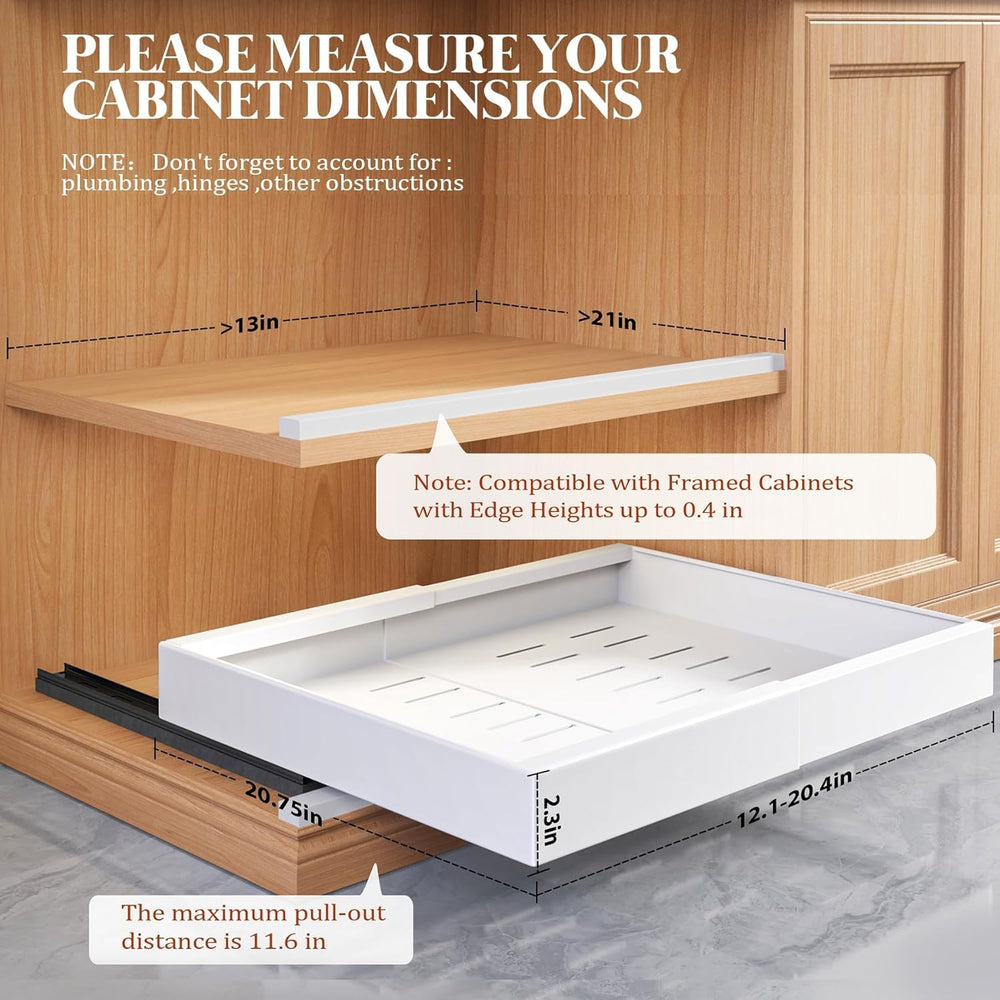 Seinloes 4 Pack Expandable Pull Out Cabinet Organizer 21"Deep With Raisi...