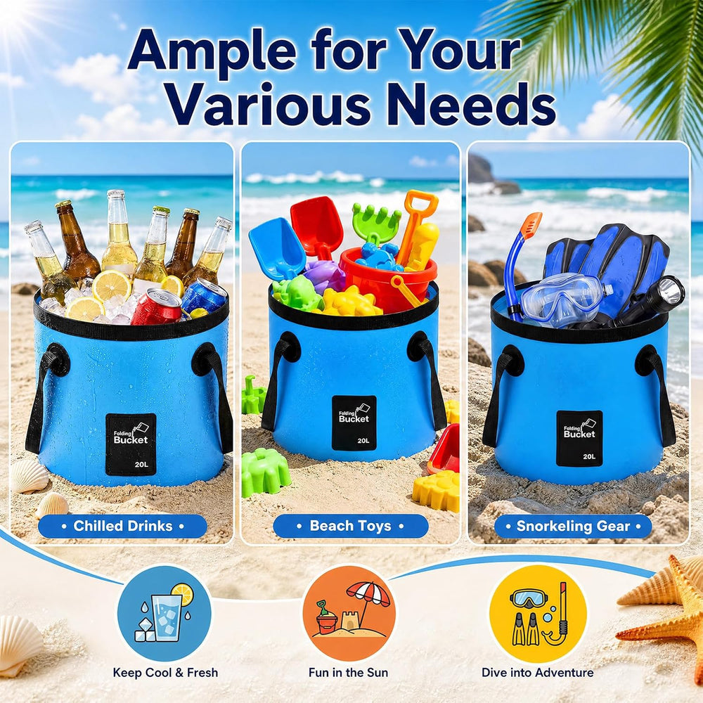 5 Gallon 4 Pack Collapsible Bucket,Blue