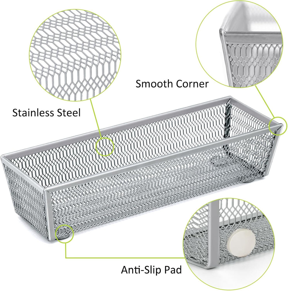 Neudeco Drawer Organizer Set, Silver Mesh, 6 Pack