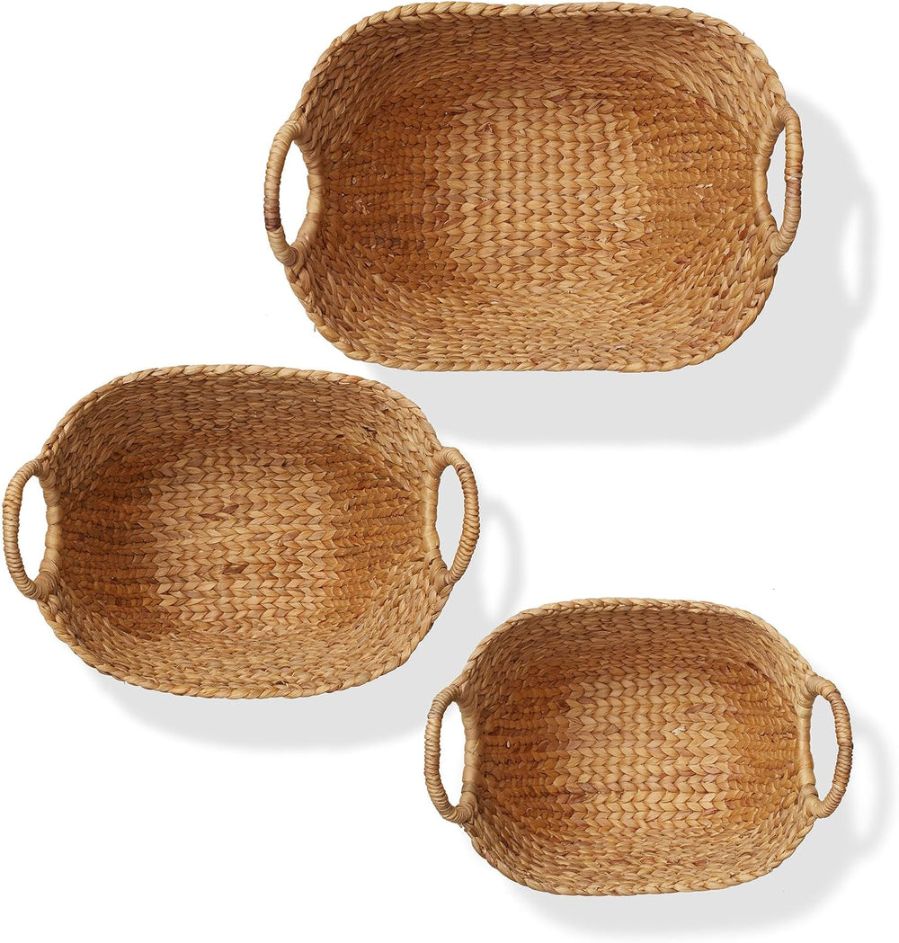 Casafield Set of 3 Multipurpose Boat Baskets with Handles - Natural, Woven Wa...