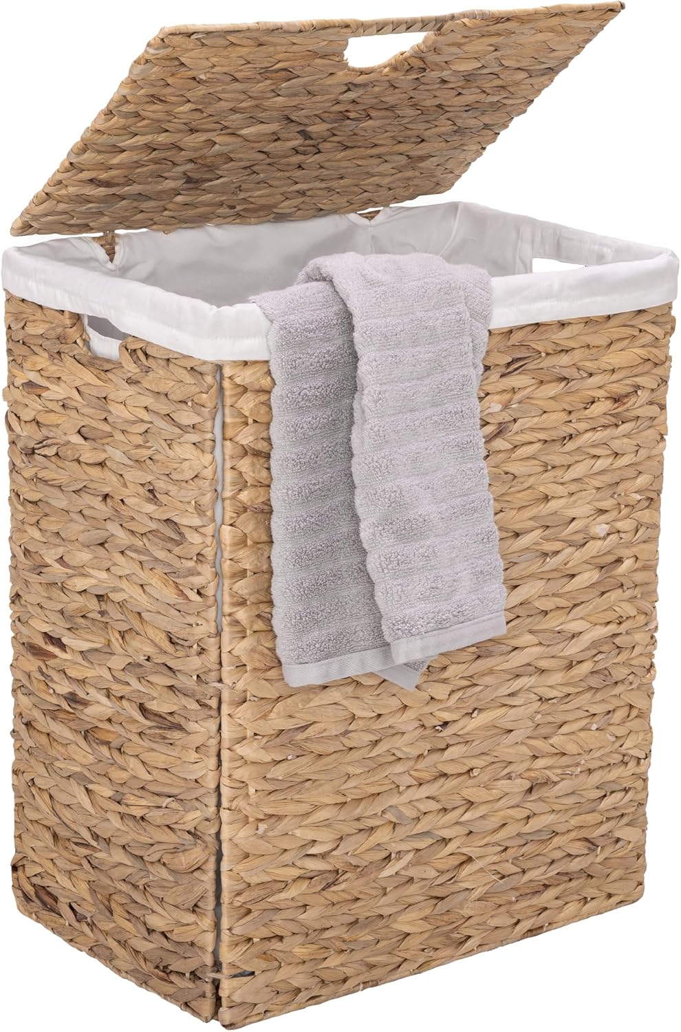 Seville Classics Handwoven Water Hyacinth Laundry Hamper with Lid