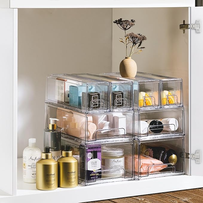 Sorbus Small Clear Storage Drawers – Acrylic Stackable Storage Bins