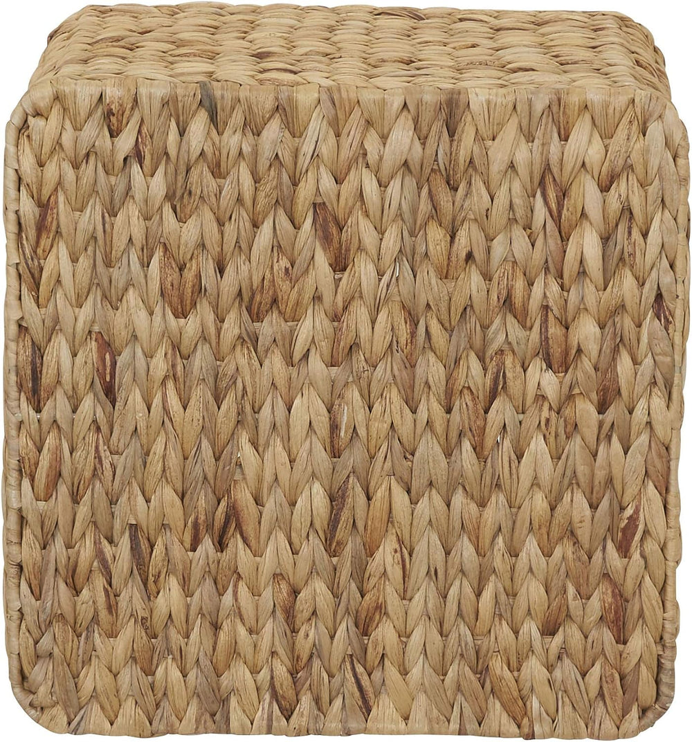 Household Essentials Square Wicker Basket with Handwoven Hyacinth Fibers, Sta...