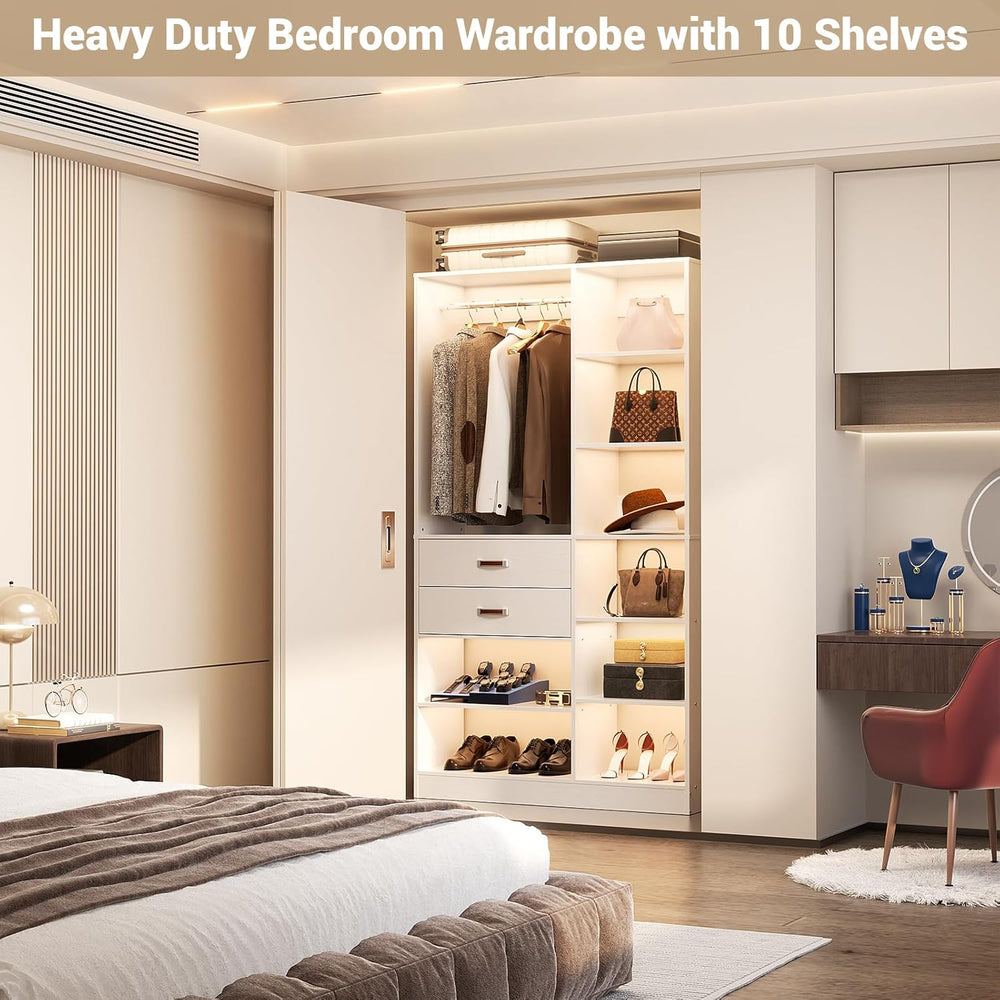 Armocity Freestanding Closet System, 40 Inches Stand-Alone Wardrobe with 10 S...