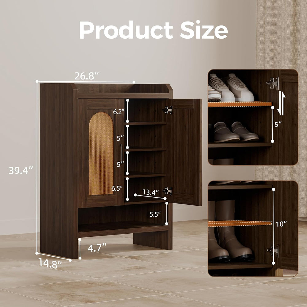 Mericonia 6-Tier Shoe Cabinet Storage for Entryway, Rattan Shoes Organizer Ca...