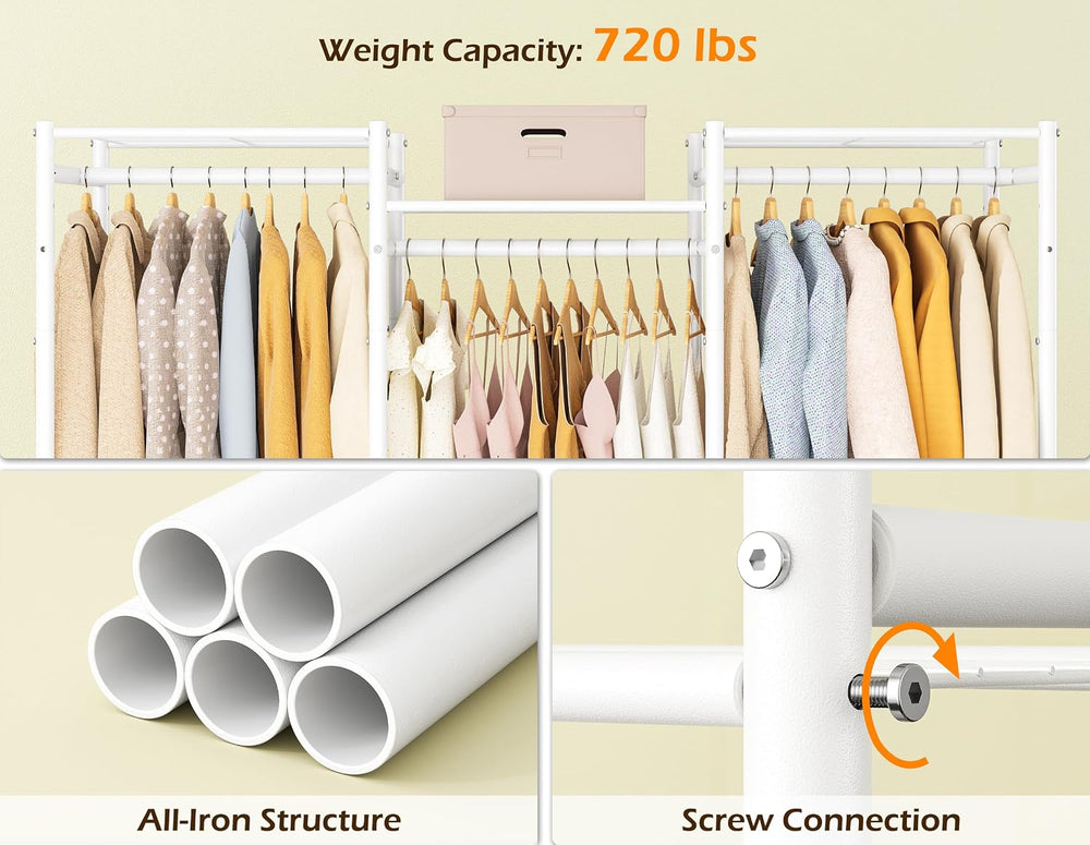 HOMIDEC Wardrobe Closet, 4 Hanging Spaces Portable Clothes Rack