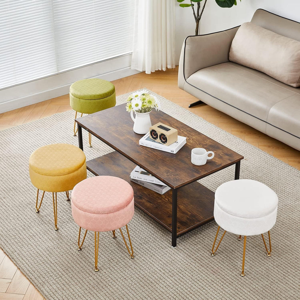 Cpintltr Foot Stool Velvet Storage Ottoman with Removable Lid Round Sofa Stoo...