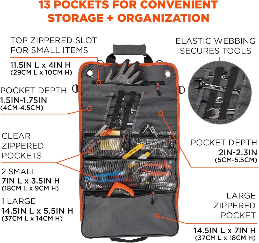 Ergodyne Arsenal 5874 Roll Up Tool Bag with Clear Zippered Pockets, Tool Orga...