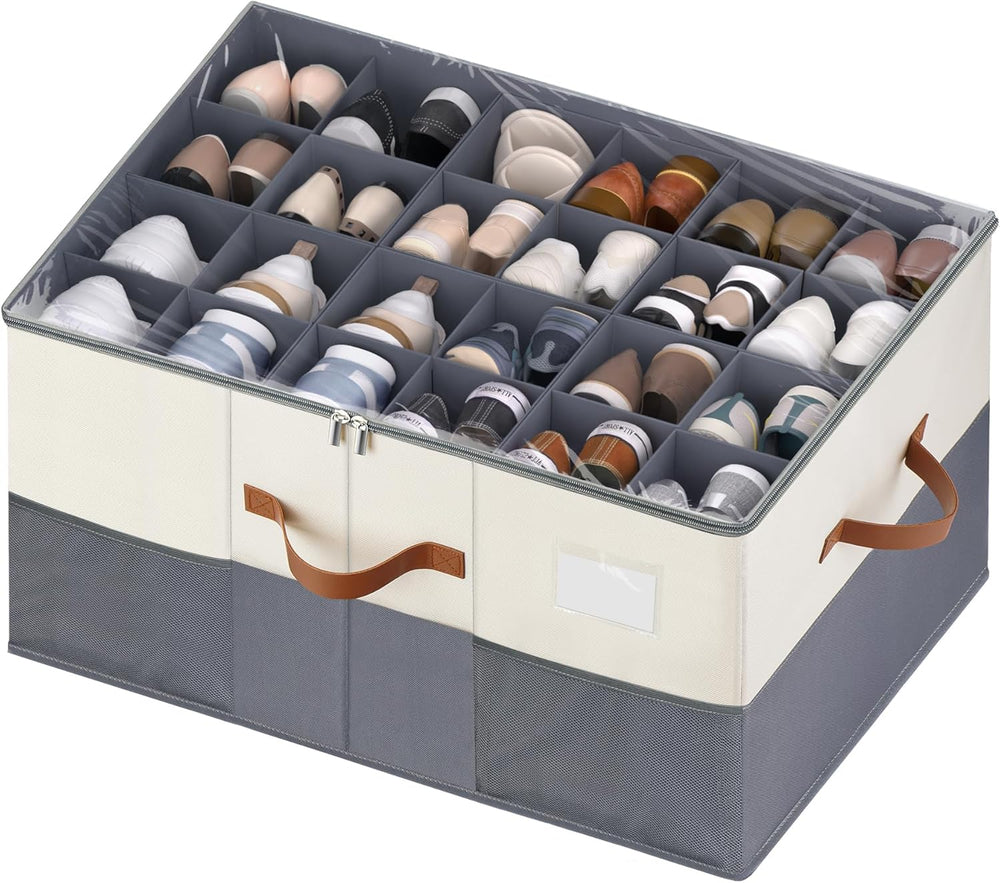 Shoe Organizer for Closet, Adjustable Storage Box Holds 24 Pairs