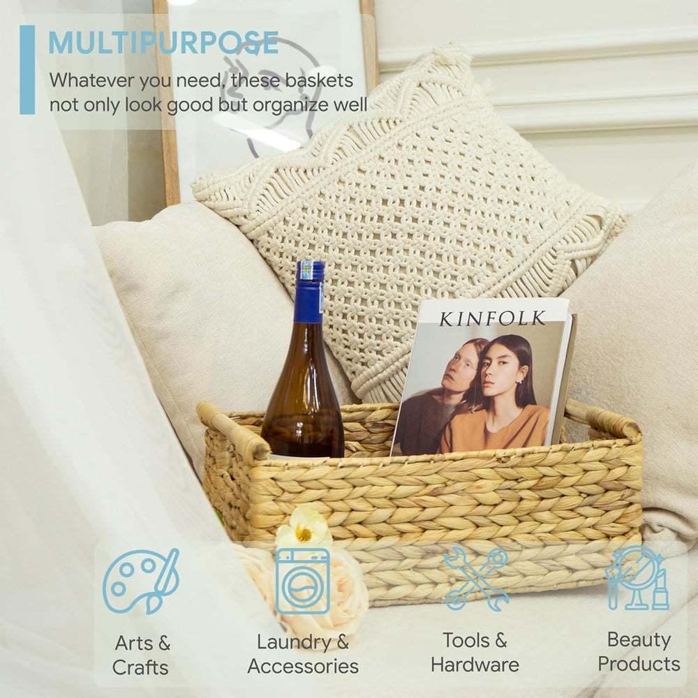 VATIMA Hyacinth Large Wicker Basket 15.5x10.8x6.2"