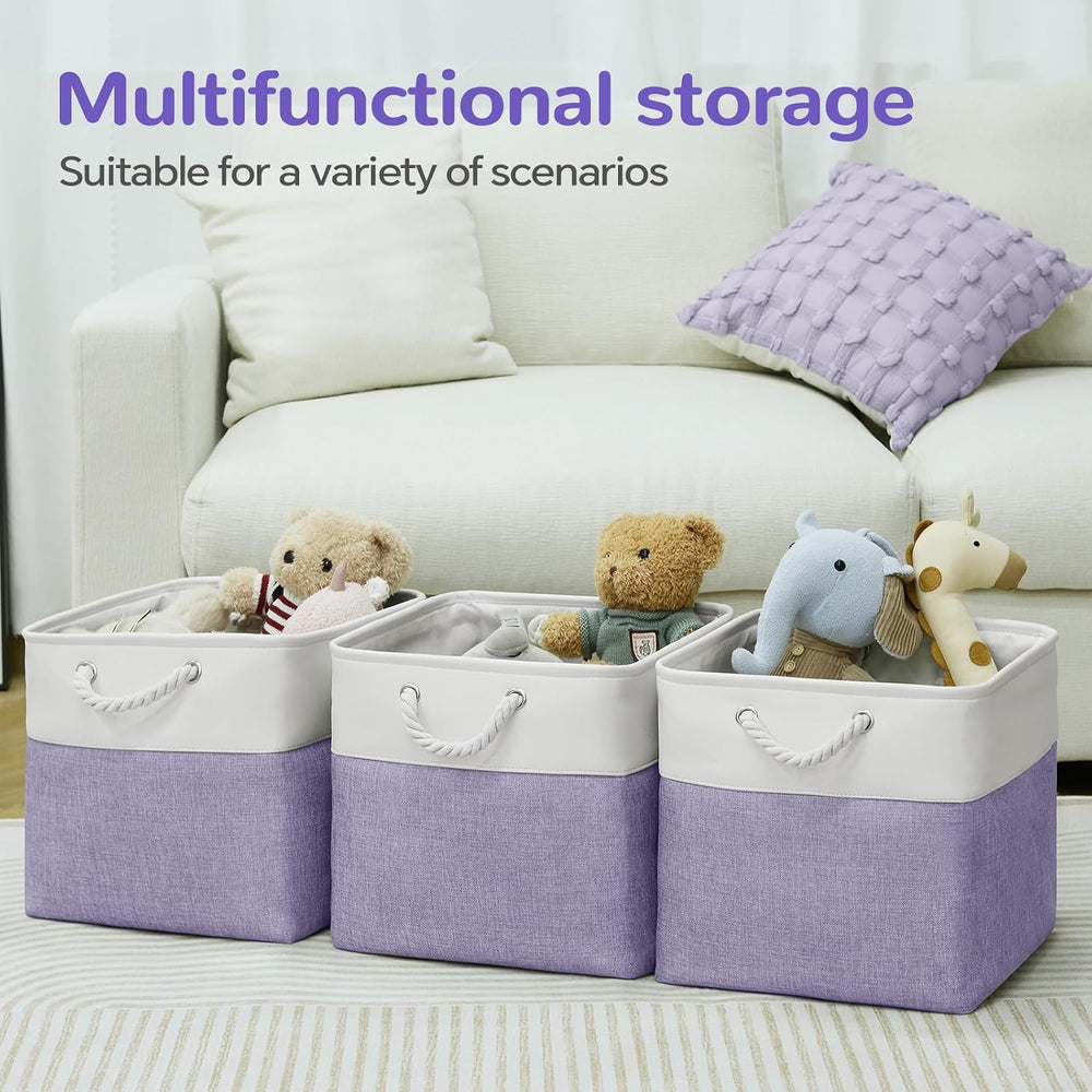 13x13 Inch Foldable Fabric Cube Storage Bins with Handles 6 Pack