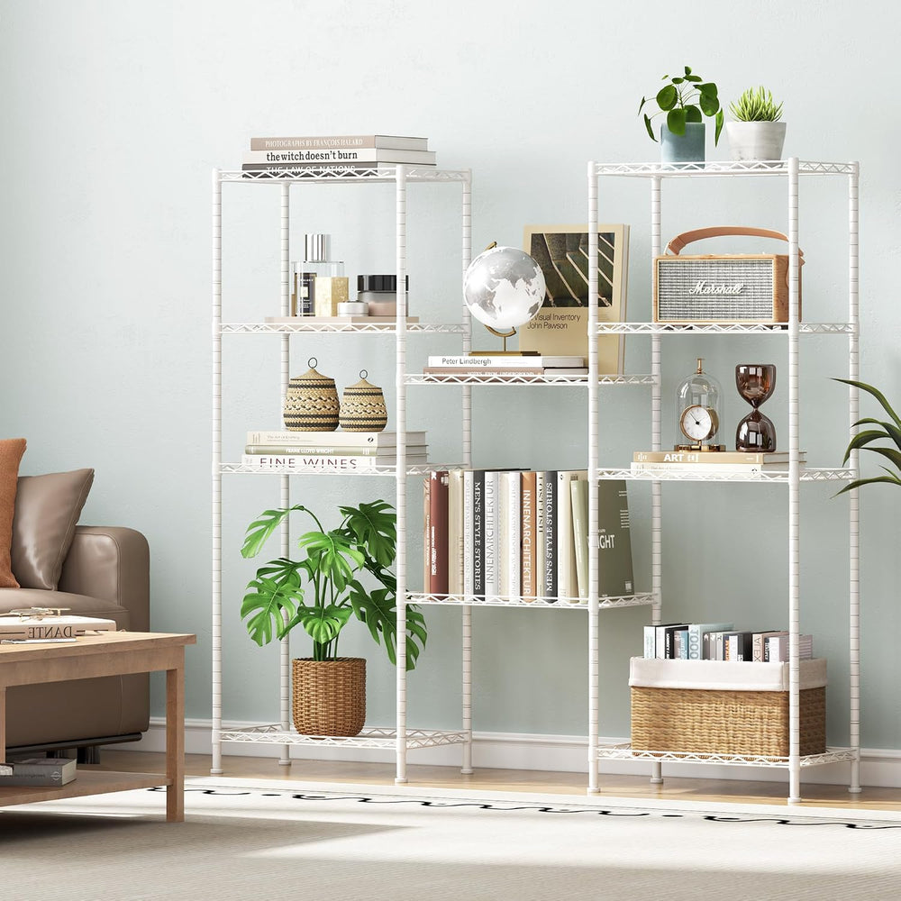 HOMEFORT 5-Shelving Unit, Adjustable Wire Shelving, Metal Wire Shelf Rack Org...