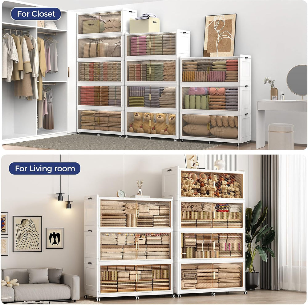 1280QT Storage Bins with Lid, 320Gal 4-Tier Extra Large Stackable Closet Orga...