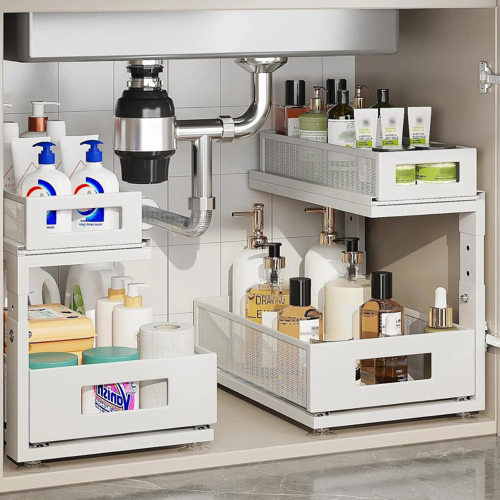 2 Pack Under Sink Organizer With Next-Gen Ball-Bearing Slides,2-Tier Pull Out...