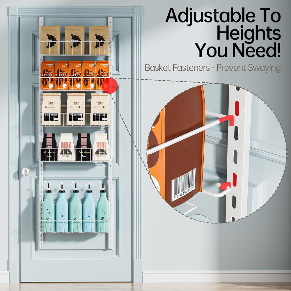 Delamu Adjustable Cabinet Door Organizer, 6-Tier Hanging Spice Rack Organizer...