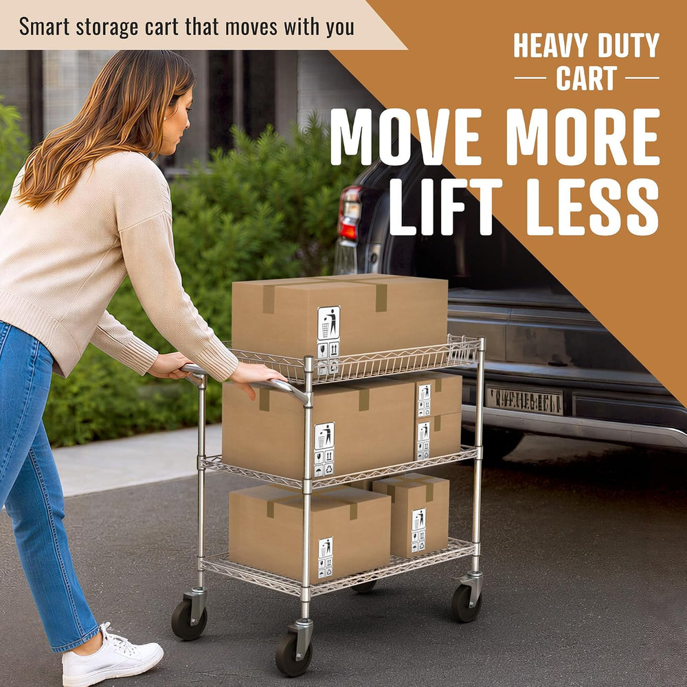 3 Tier | 34" Length | Heavy Duty & Longer Wire Commercial Grade Roll...