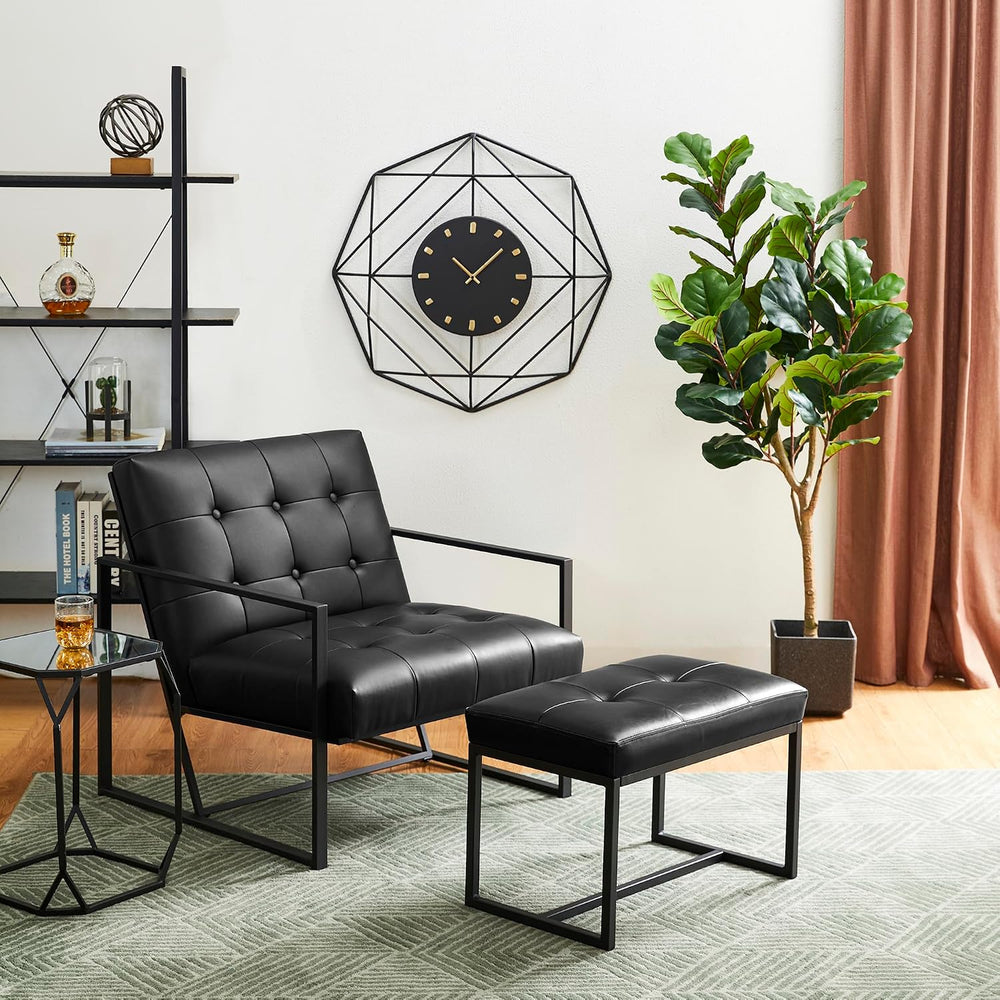Glitzhome Ottoman Bench, Modern PU Leather Vanity Stools Chairs with Metal Fr...