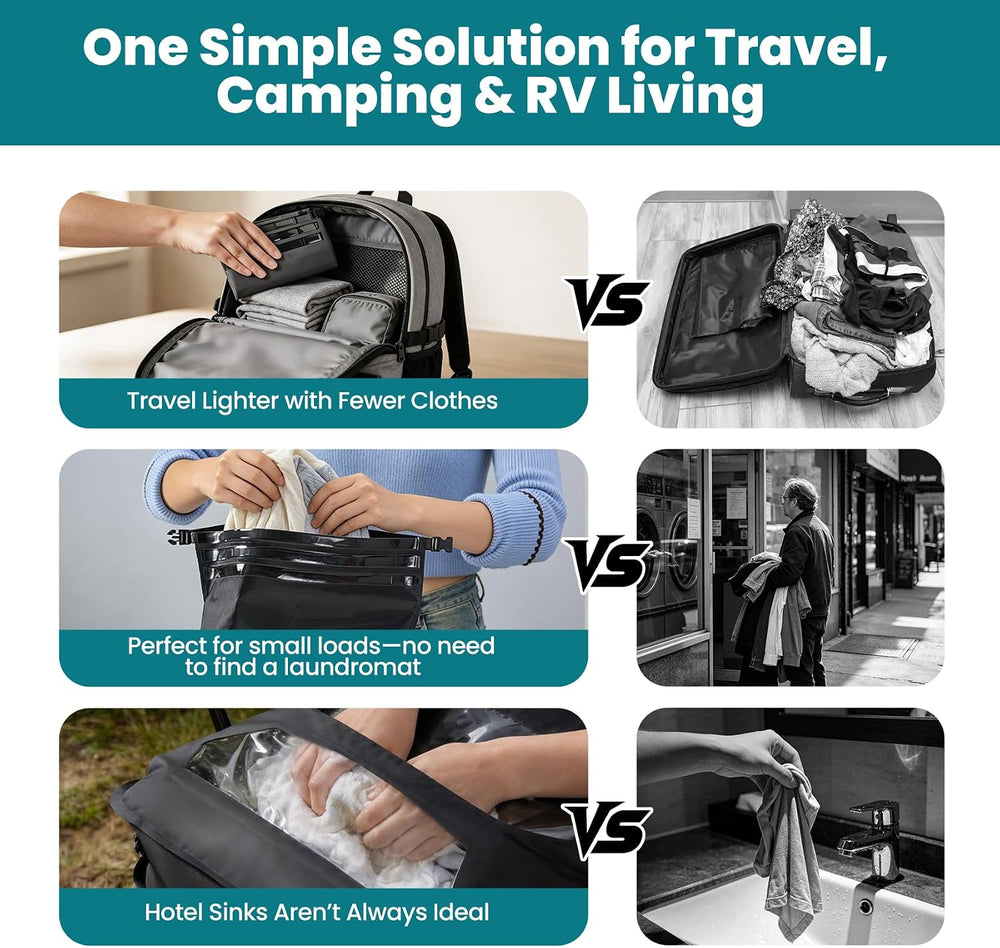 Portable Travel Washing Bag with Wide Dual-Hand Opening