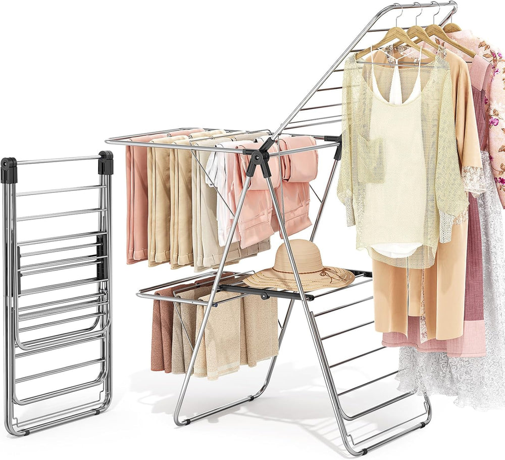 APEXCHASER Clothes Drying Rack with 4 Wings, Stainless Steel Drying Rack Clot...