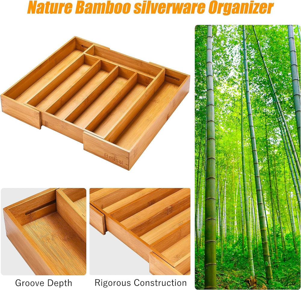 Kitchen Silverware Drawer Organizer and Storage Flatware Cutlery Utensil Hold...