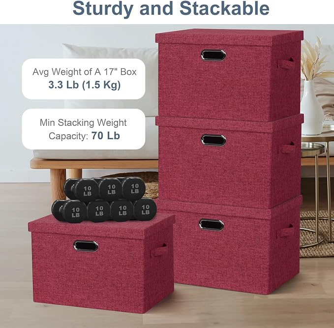 Large 17" 36 Quart Collapsible Stackable Storage Bins