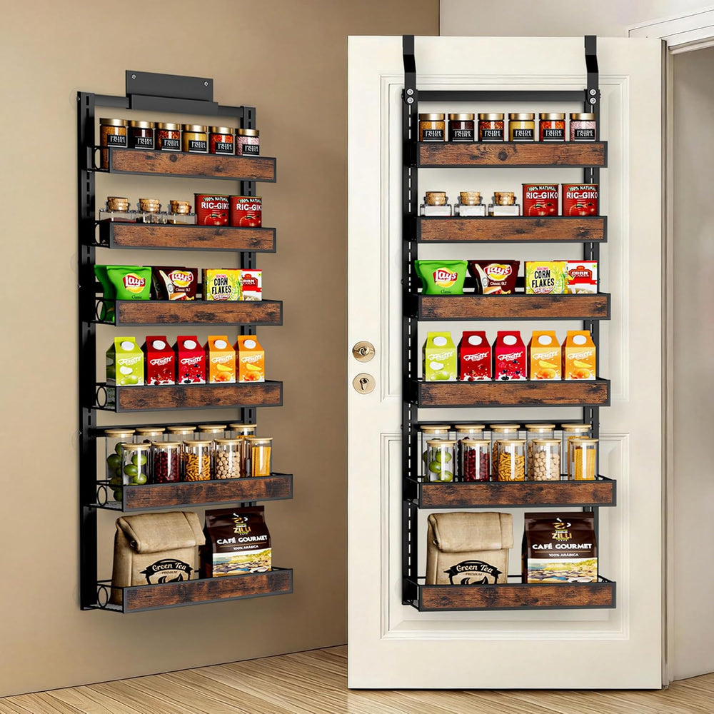 6 Tier Over The Door Pantry Orangizer 2 IN 1 Wall Mounted or Hanging Spice Ra...