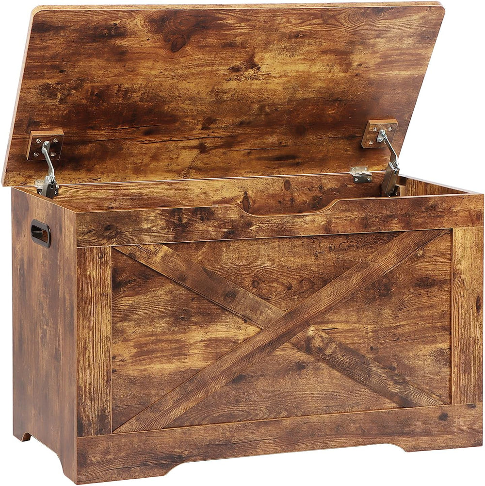 Timberer 31.5" Storage Chest, Wooden Storage Bench, Entryway Shoes Bench