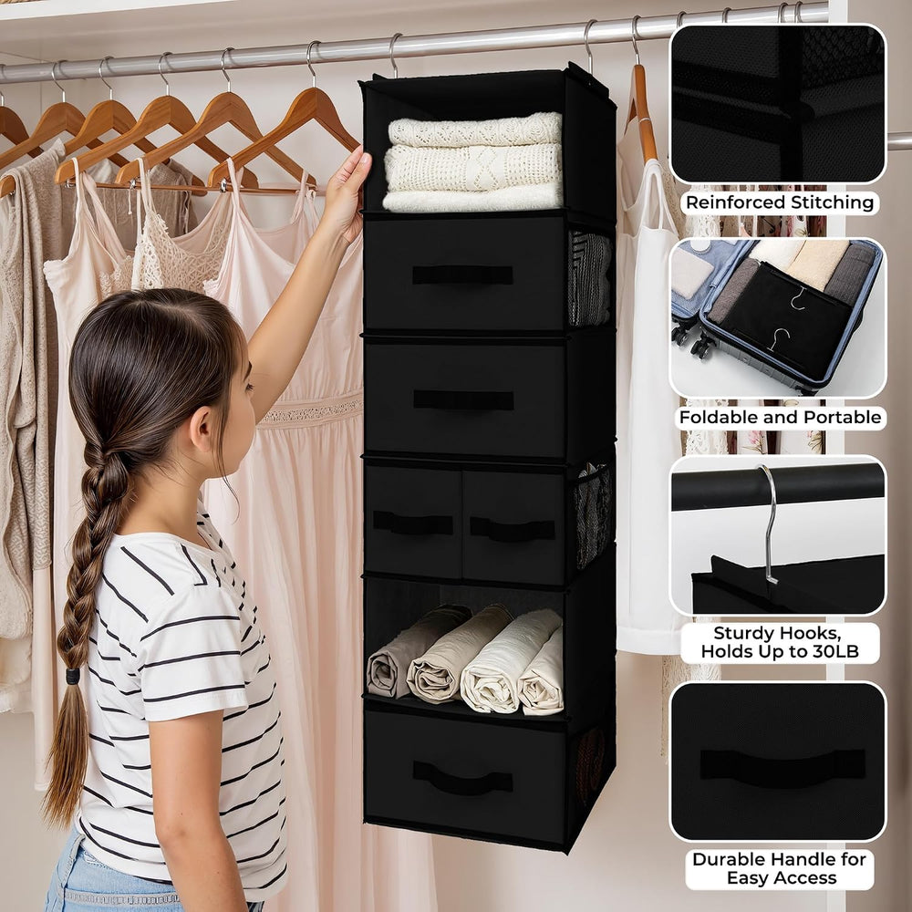 GRANNY SAYS Hanging Closet Organizer, 5 Drawers, 6 Shelves, 6 Pockets