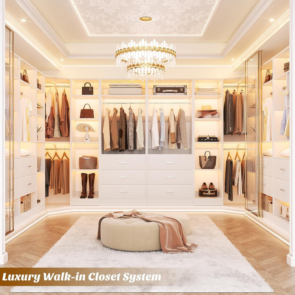 Besiost Corner Closet System with 3 Drawers, Corner Closet Organizer System