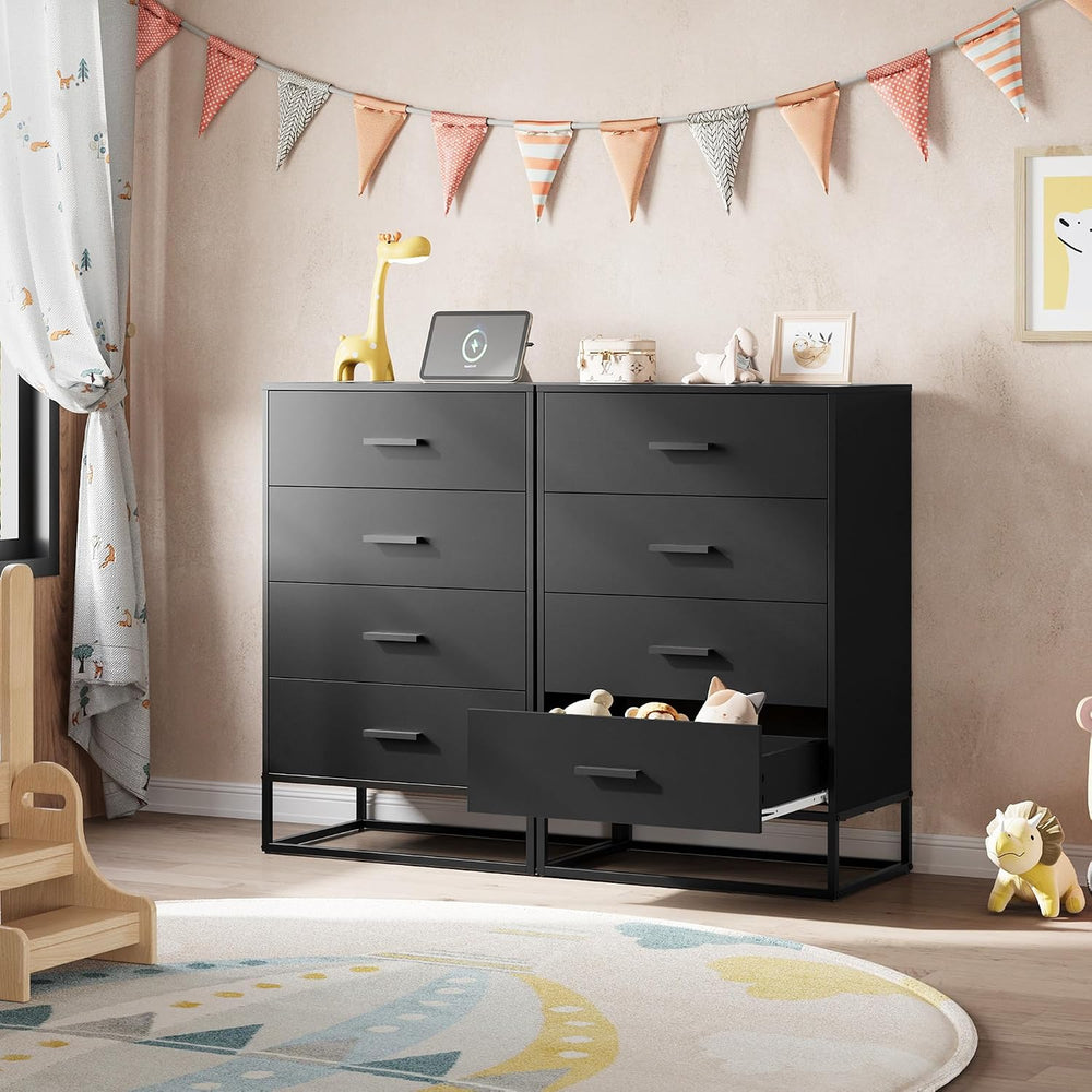 WLIVE Black Dresser for Bedroom with 4 Drawers, Tall Dresser with Sturdy Meta...