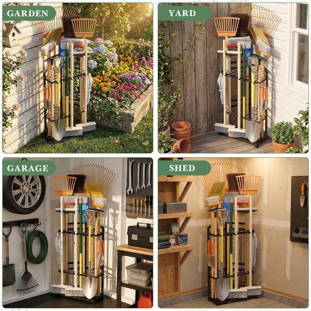 Faesun Garden Tool Organizer for Corner, 3-Tier Metal Yard Tool Rack, Holds 5...