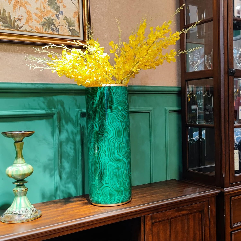 24" H Ceramic Umbrella Stand Malachite Green for Entryway Indoor
