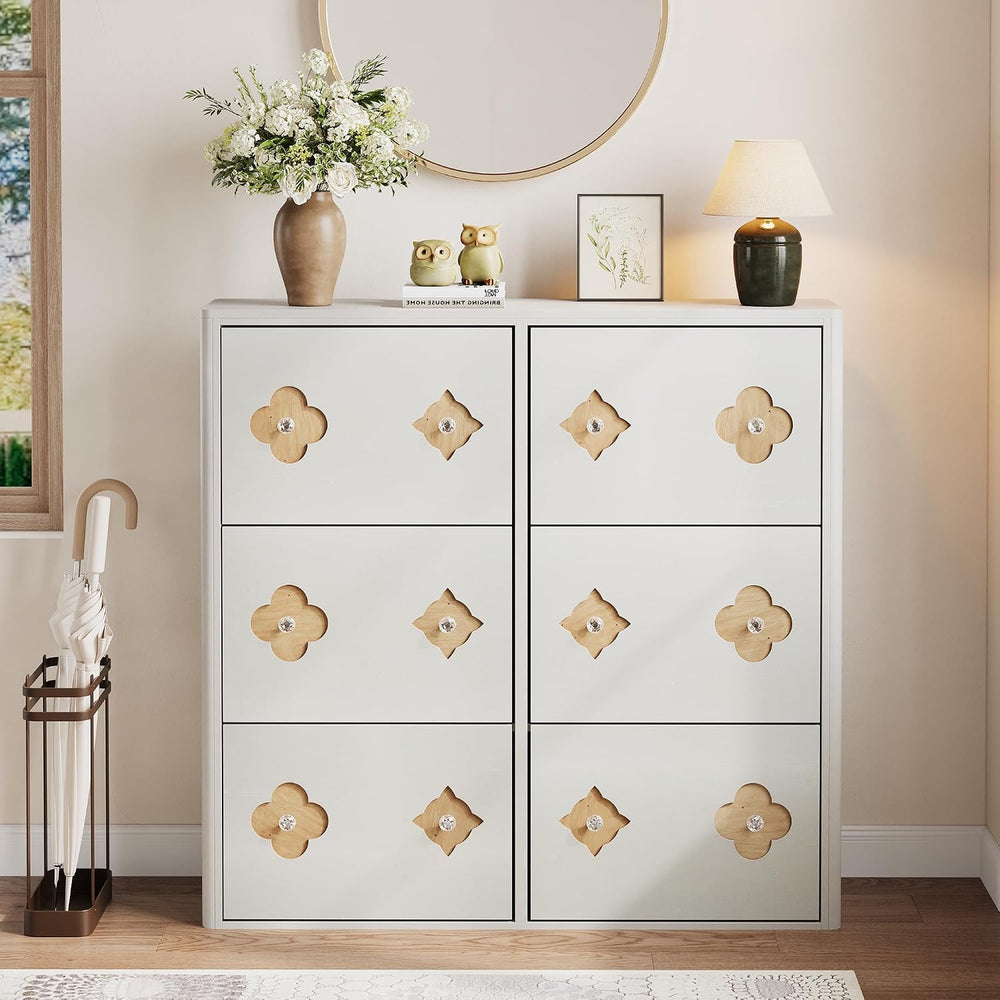 GarveeHome Shoe Storage Cabinet with 6 Flip Drawers, Narrow Wood Shoe Organiz...