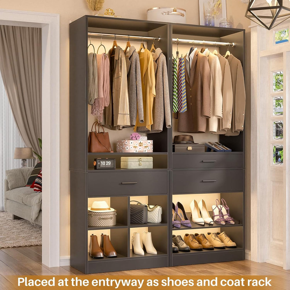 Unikito 50" W x 80" H Closet Organizer Storage System with 2 Hangin...