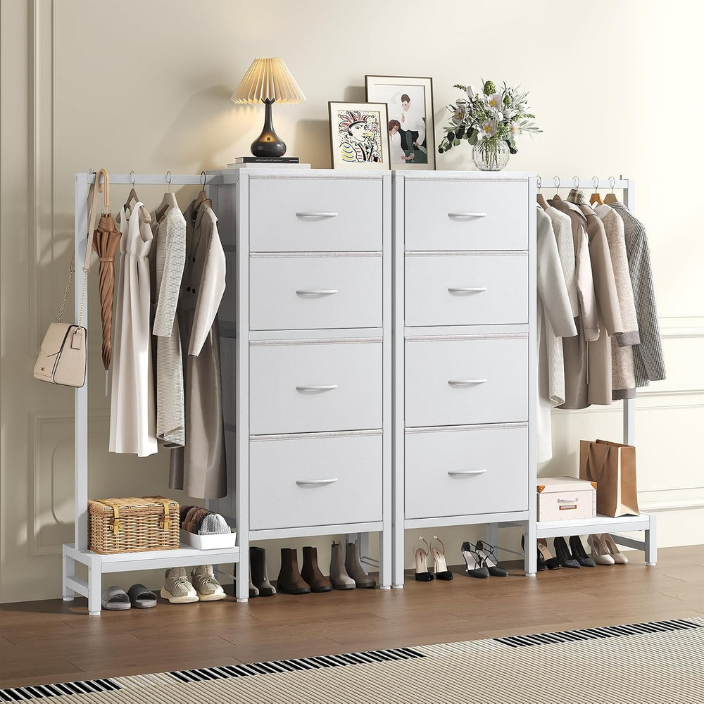DUMOS Tall Dresser with Hanging Rack, 4 Drawer Dresser for Bedroom