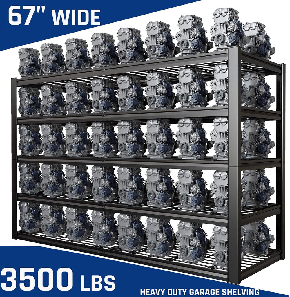 67" Wide 5-Tier Garage Shelving Unit, 67" W x 24" D x 84"...