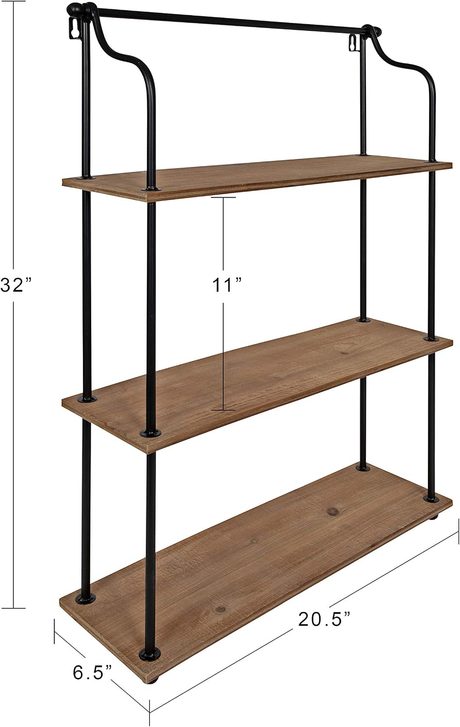 Kate and Laurel Walters Wood and Metal 3-Tier Shelving, 21" x 32", ...