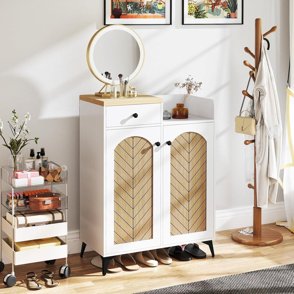 LOKO Shoe Cabinet with Doors, 6-Tier Shoe Storage Cabinet with Drawer, 6 Adju...