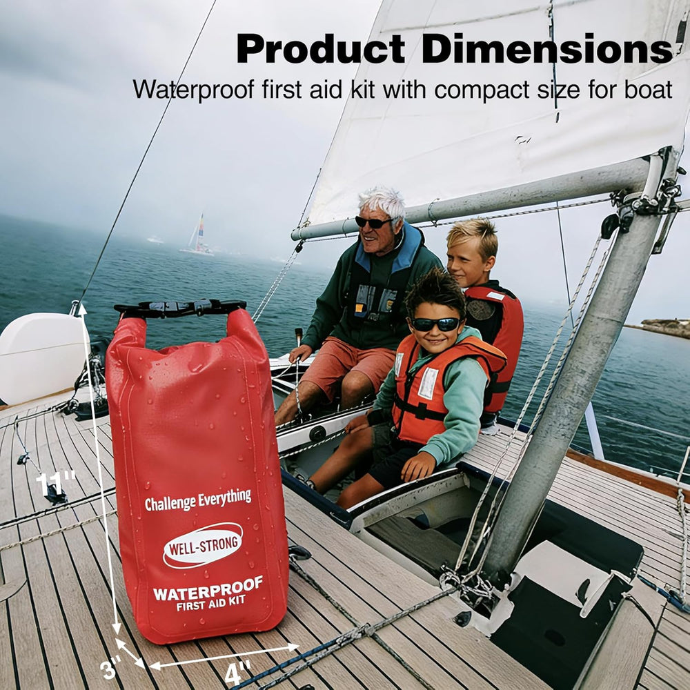 123pcs Waterproof Boat First Aid Kit with Survival Tools Red