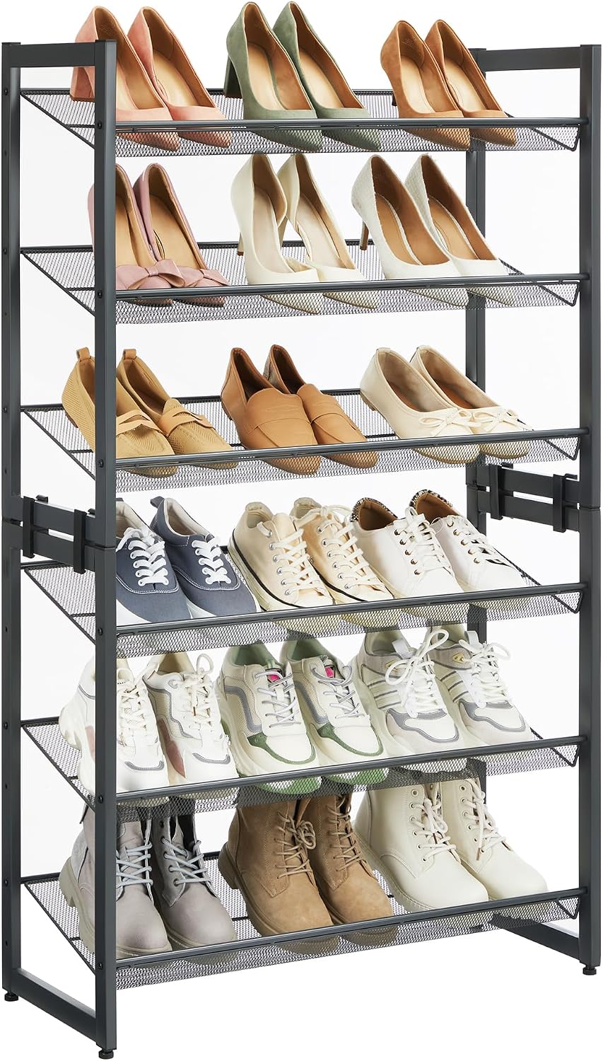 SONGMICS Metal Shoe Rack, 6-Tier Shoe Orgainzer, Holds 18-24 Pairs