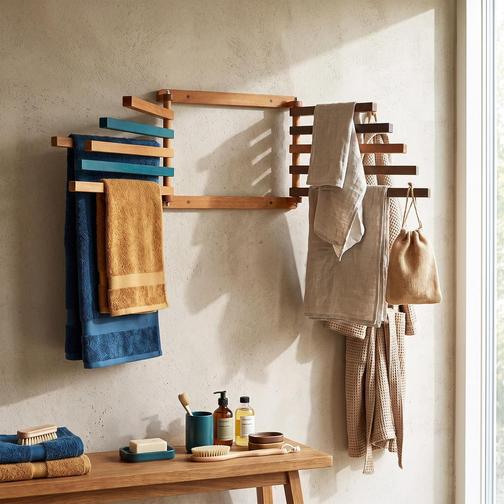 Novabright 1 Pcs Wood Foldable Wall Mounted Drying Rack, Colorful