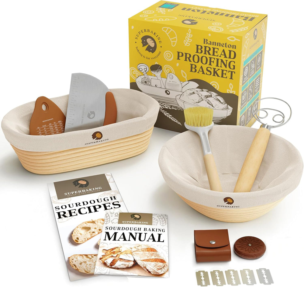 Superbaking Sourdough Banneton Bread Proofing Basket, 9" Round & 10&...