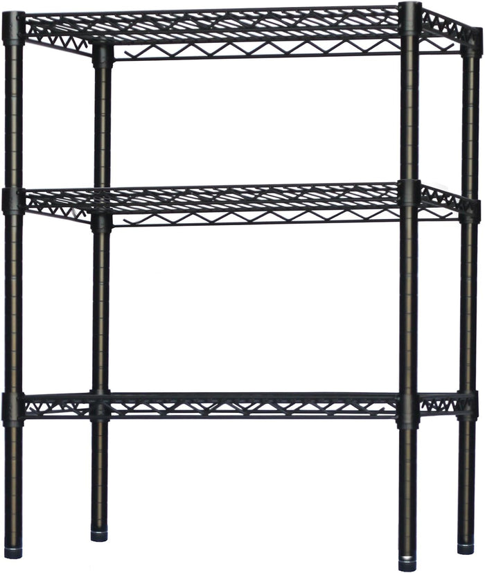 Shelving Inc. 18" d x 48" w x 34" h Black Wire Shelving with 3 Tier Shelves, Weight Capacity 300lbs Per Shelf