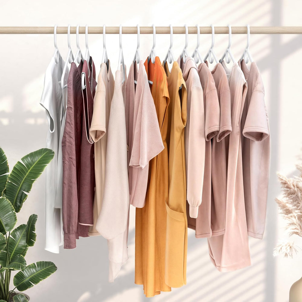 NEATERIZE Thick Heavy Duty Hangers - White Plastic Clothes Hangers 38 Pack - ...