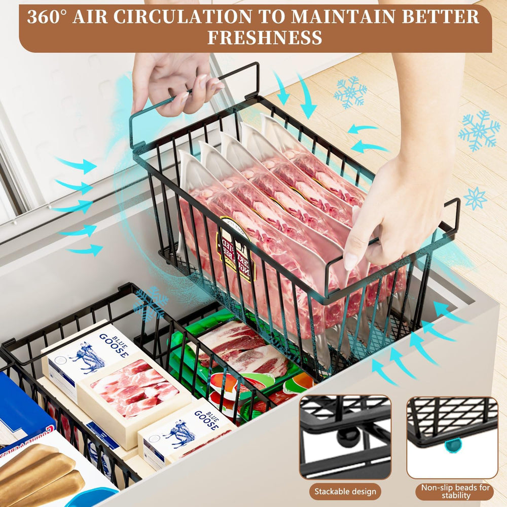 Enhanced Leak-Proof Bottom, Small Freezer Organizer Bins for 7 Cu.Ft
