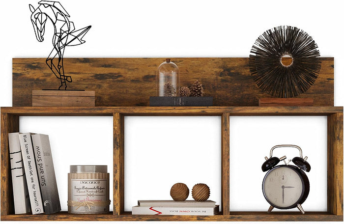 Danya B. Modern 3 Cube Floating Wall Shelf with Display Ledge - Easy to Hang Wall Mounted Triple Cubby Shelf (Aged Pine)