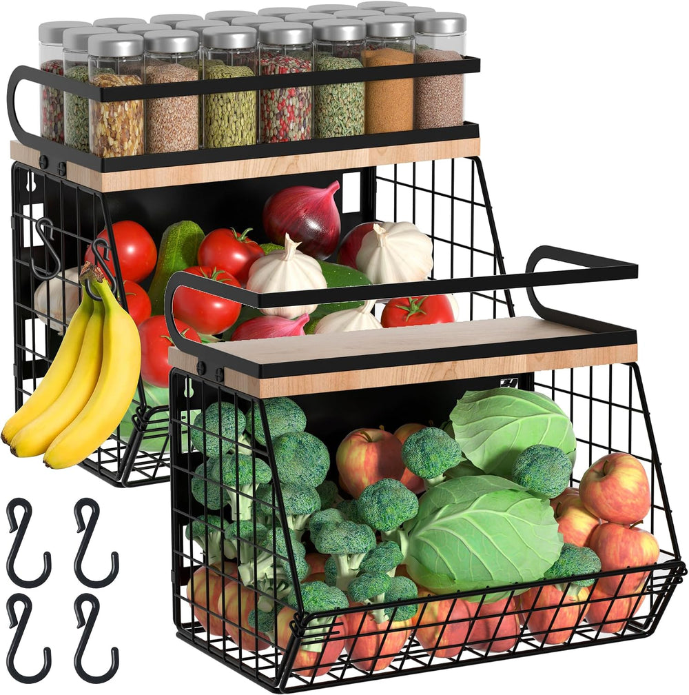 Magnetic Spice Rack for Refrigerator, Fruit, Potato & Onion Storage Bin,L...
