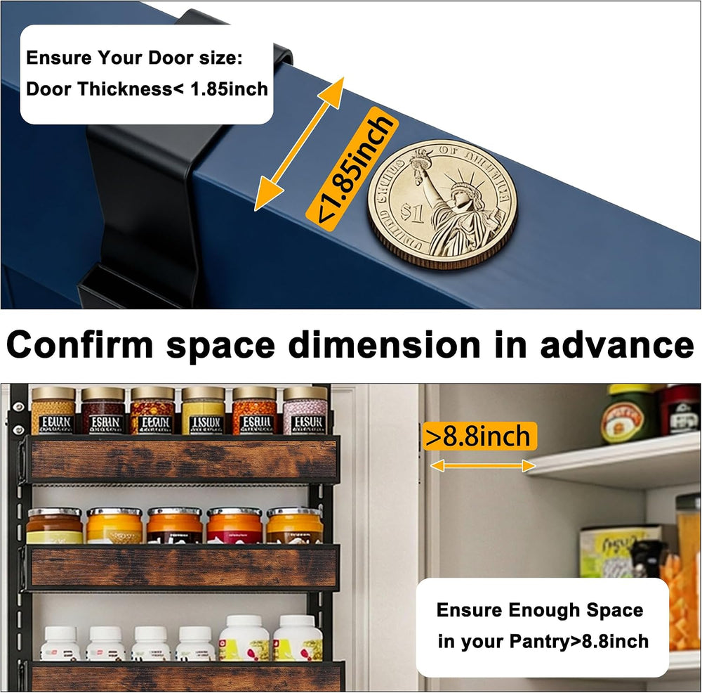 6 Tier Over The Door Pantry Orangizer 2 IN 1 Wall Mounted or Hanging Spice Ra...
