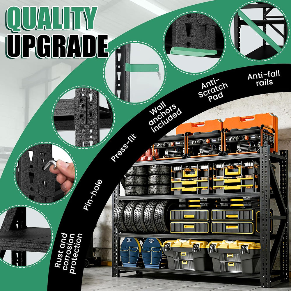 4-Tier Heavy Duty Garage Shelving,Industrial Shelving for Commercial & Ho...