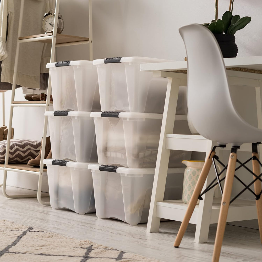 IRIS USA 6-Pack 32 Quart Storage Bins with Lids, Pearl
